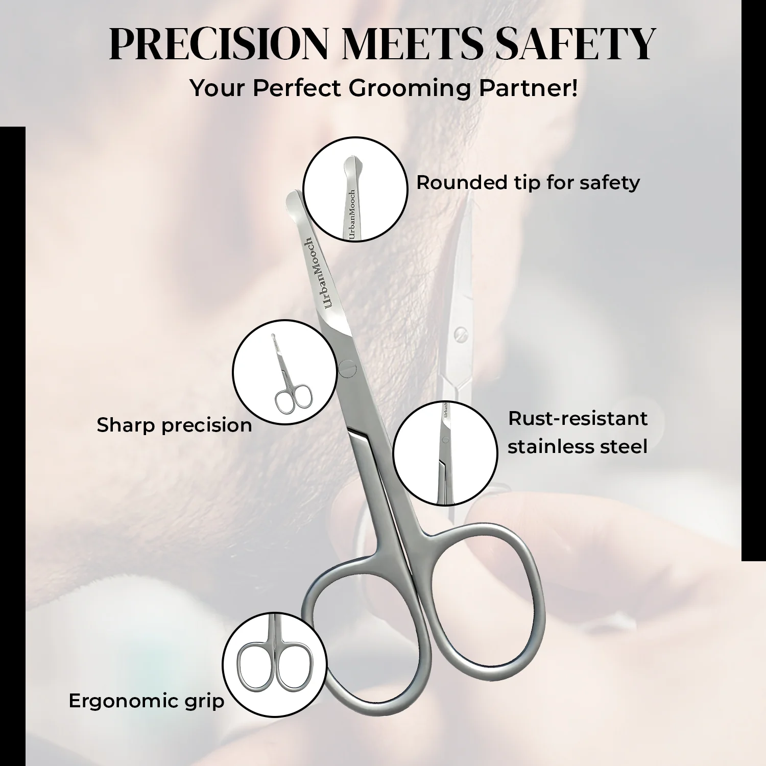 UrbanMooch Nasal Safety Personal Grooming Scissor for Nose Hair, Beard, Moustache and Eyebrow - Image 9