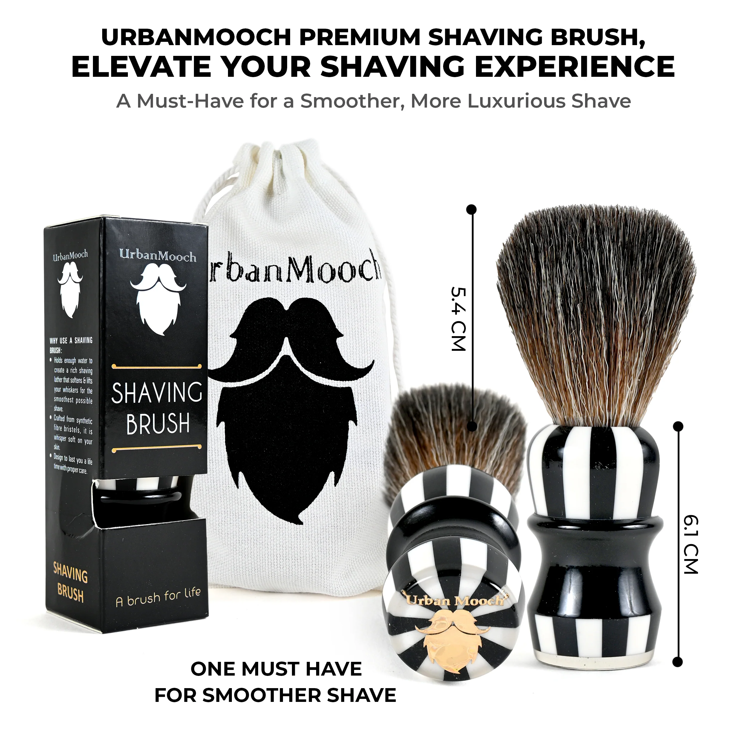 Premium & Stylish Black & White Shaving Brush - Zebra - Image 10