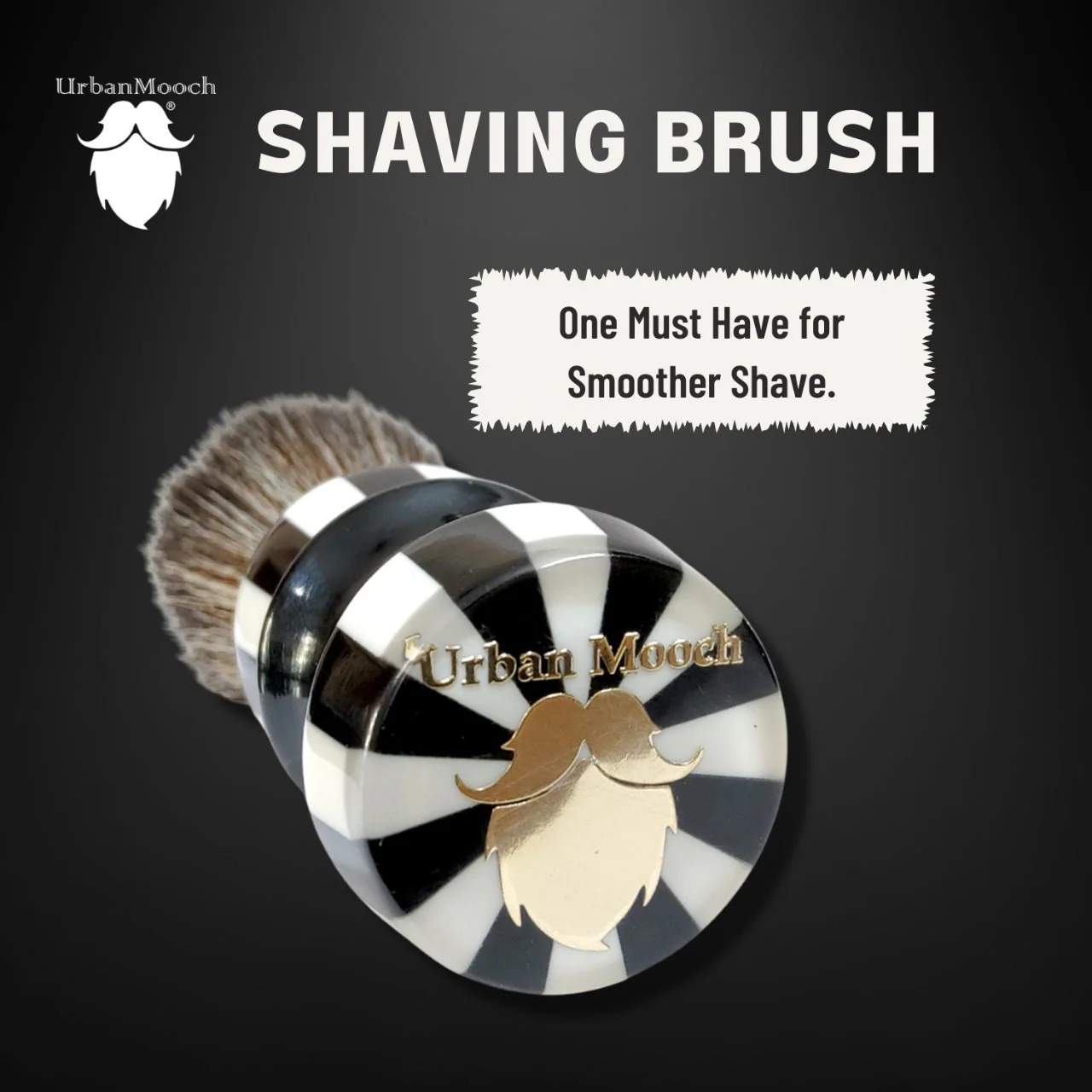 Premium & Stylish Black & White Shaving Brush - Zebra - Image 4