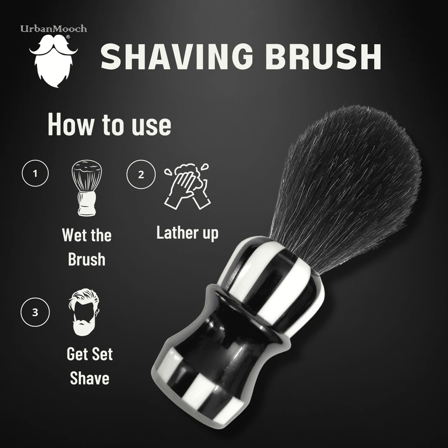 Premium & Stylish Black & White Shaving Brush - Zebra - Image 5