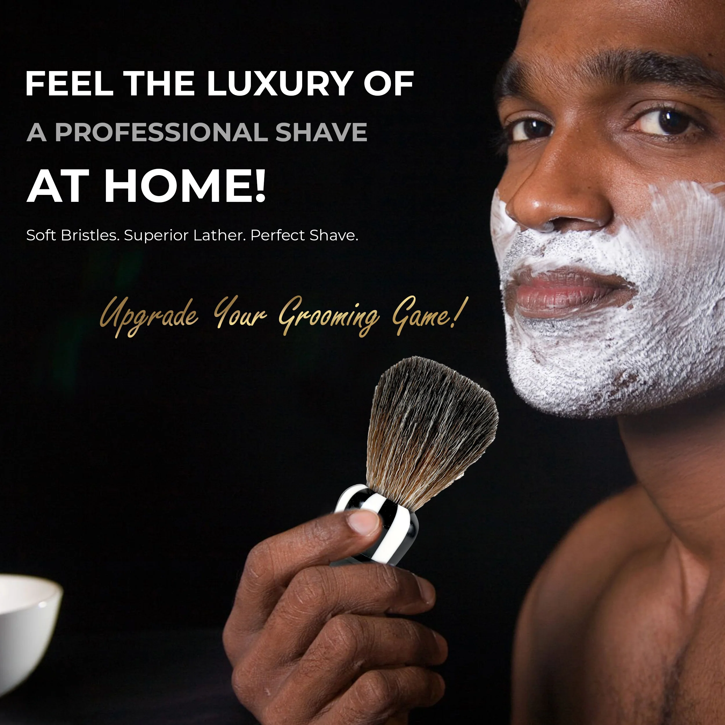 Premium & Stylish Black & White Shaving Brush - Zebra - Image 9