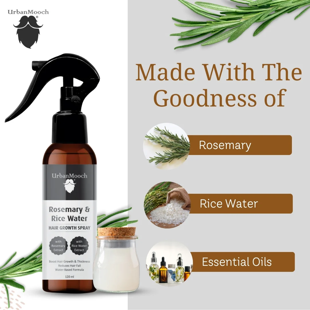 UrbanMooch Rice Water & Rosemary Water Hair Spray- 120ml - Image 4
