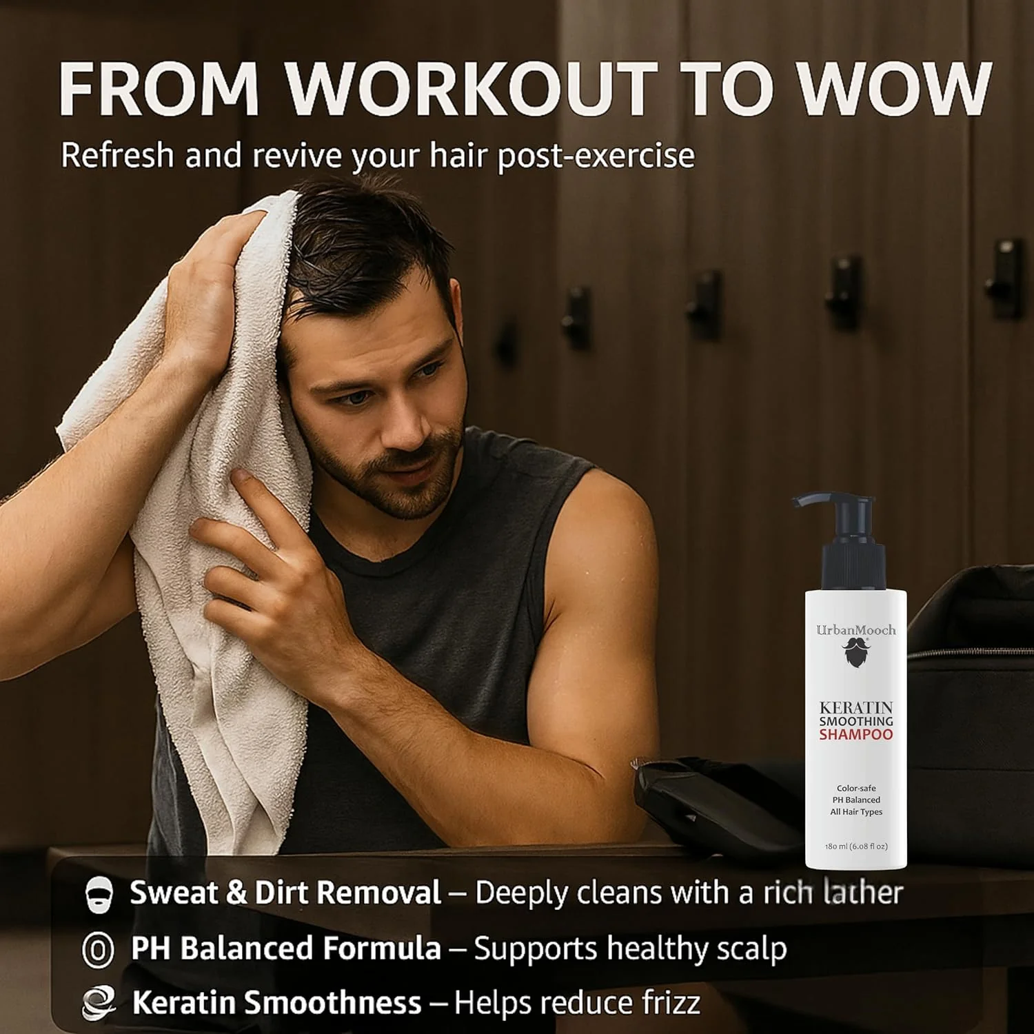 UrbanMooch Keratin Smoothing Shampoo for Men – Frizz Control, Color-Safe & pH Balanced, 180ml - Image 5