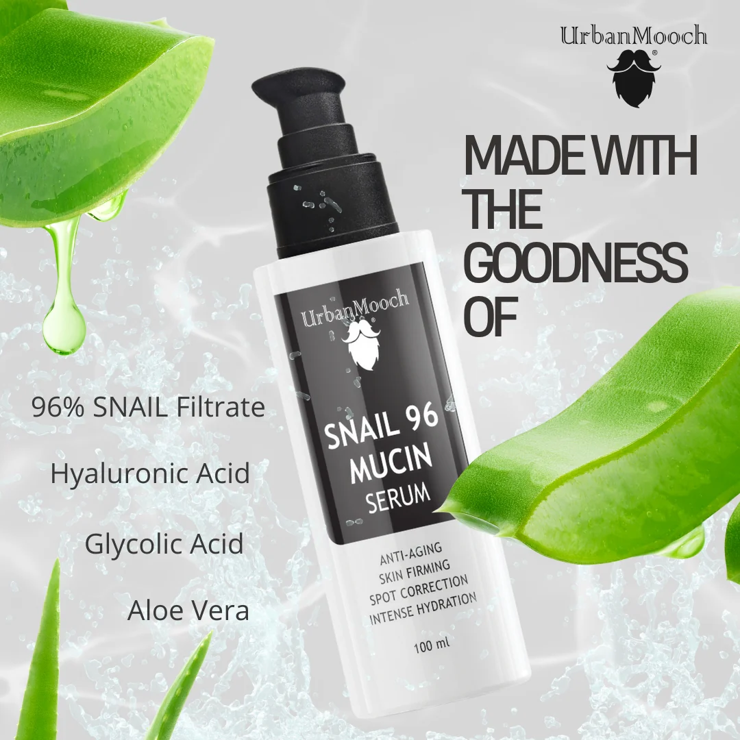 UrbanMooch MucinX Snail Mucin Serum for Men (100ml) – Hydrating & Repairing Face Serum with Hyaluronic Acid & Niacinamide - Image 3