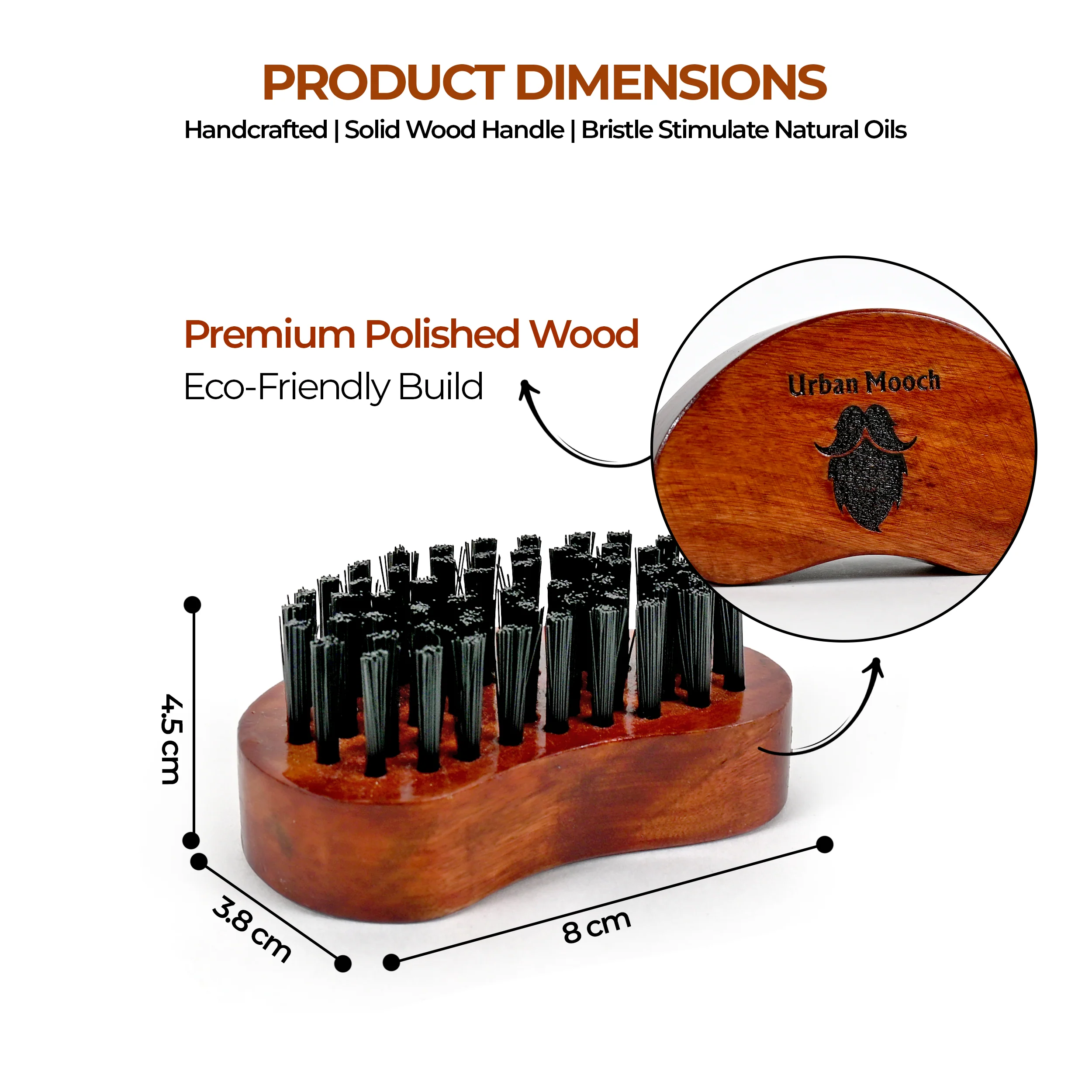 UrbanMooch Nylon Bristle Beard Brush for Men | Detangles, Styles & Tames Beard | for All Beard Types - Image 4
